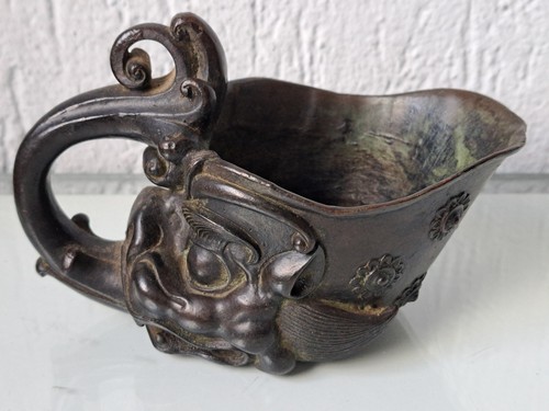 Antike bronze libation tasse - libation,