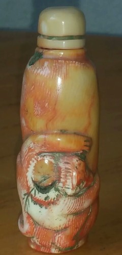 Snuffbottle koralle affe china - snuffbottle,