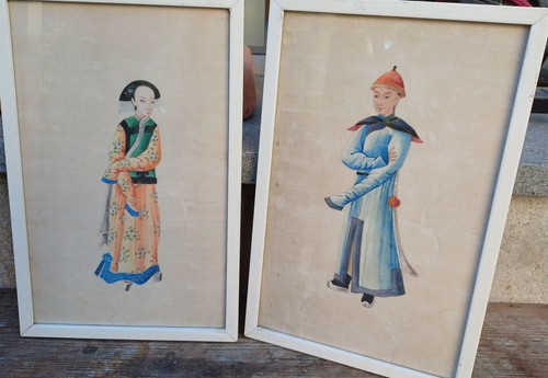 Zwei seidenmalereien china - zwei, seidenmalereien,